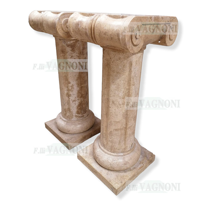 COPPIA DI COLONNE IONICO IN TRAVERTINO CM. 75 PER TAVOLO